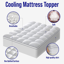 Extra Thick Cooling Mattress Topper Pad Cover Overfilled Pillow Top Deep Pocket - £113.35 GBP+