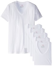 Hanes Mens 100% Cotton Tag Free 6 Pack V-Neck T Shirts - White Large - $38.03+