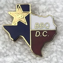 Texas BBQ D.C. 1996 Gold Tone State Shape Red White Blue Enamel - £9.68 GBP