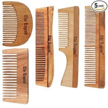 Organic Pure Neem Wood comb with Designer, Normal, Handle, Wide Teet Pack of 5 - £15.17 GBP