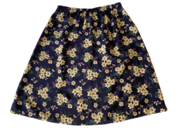 Leslie Fay Skirt Navy Blue Floral Pull On 12P Petite 12 Knee Length Spring  - £11.79 GBP