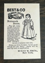 Vintage 1895 Best &amp; Co Liliputian Bazaar Nainsook Dress Original Ad 1021 - $6.64