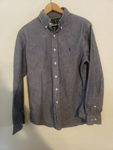 Ralph Lauren Shirt Slim Fit Mens Medium Gray Button Down Long Sleeve STAINS - $11.26