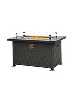 Fire Pit Table 43.3&quot; LP 50K BTU Propane Aluminum Slat Top and Glass Wind... - $533.71 CAD