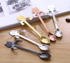 Cross-border 304 Stainless Steel Spoon Cartoon Cat Handle Hanging Coffee Spoon - £8.48 GBP+