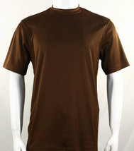 Men Dressy T-Shirt  Log-In Uomo Soft Crew Neck Silky Short Sleeves 218 Cognac - £31.59 GBP
