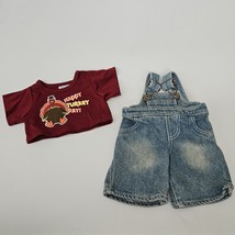 BABW Build A Bear Thanksgiving Shirt Denim Overalls Happy Turkey Day Outfit READ - £15.76 GBP