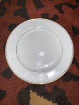 Royal Aurum  10 1/2&quot;   Dinner  Plate EUC White with Gold Trim - $11.50