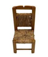 Miniature Display Chair Sea Grass and Wood 7.5" x 3.5" Handmade Dollhouse Plush