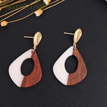Boho Wood Earrings For Women Fashion Acetic Acid Earrings Geometric Acrylic Drop - £8.11 GBP