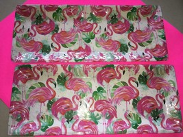 Set of 2 Tommy Bahama Melamine Pink Green Flamingo Serving Trays Platters 19x8&quot; - £19.82 GBP