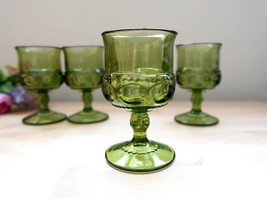 Vintage Green Indiana Glass Kings Crown Thumbprint Goblets Wine Sherry G... - $20.10