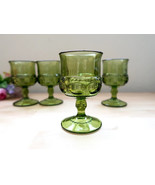 Vintage Green Indiana Glass Kings Crown Thumbprint Goblets Wine Sherry G... - £15.74 GBP