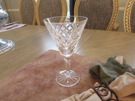 Waterford Crystal Large Stem Wine Glass Seneca Pattern 7&quot;H x 4&quot;W Signed - $19.75