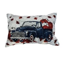 Fall Autumn Harvest Blue Truck Country Pumpkins Tapestry Decorative Throw Pillow - £10.60 GBP