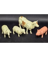 Vintage Plastic Articulating Farm Toy Animal Figures Hong Kong Cow Ewe R... - $25.22
