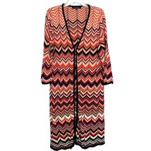 Colleen Lopez Womens Sweater Multicolor 1X Chevron Knit Cardigan Hook &amp; Eye - £15.76 GBP