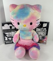 Build A Bear Hello Kitty Sanrio Pastel Tie Dye Watercolor Rainbow Plush + ART - £38.93 GBP