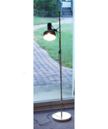 Vintage Floor Lamp Adjustable Height Spot Light Black &amp; Brass Tone Base - $102.39 CAD