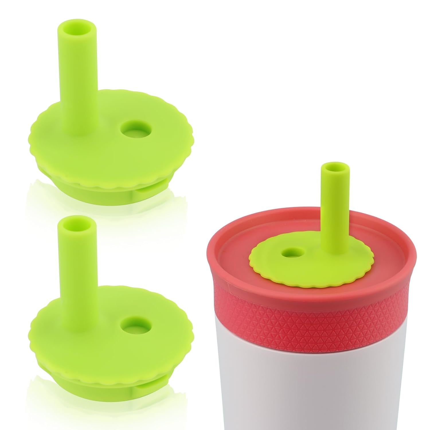 2Pcs Flexible Straw For Owala Kids Water Bottle 12/15Oz, Flower Pattern Soft Lid