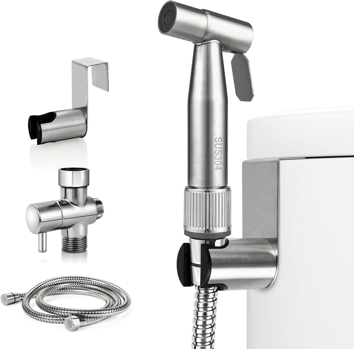 Bidet Sprayer For Toilet With Adjustable Water Pressure,, Stainless Steel - $33.99