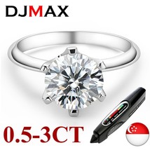 Real Moissanite Wedding Rings For Women Top Quality 18K White Gold Ring 100% 925 - £52.39 GBP