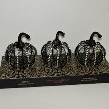 CHRISTIAN SIRIANO 3 Pack - Halloween Rhinestone Metal Pumpkins Spiderwebs Black - £37.84 GBP