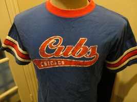 Blue Chicago Cubs Distressed logo MLB Baseball Screen Jersey Youth XL 14-16 - £16.17 GBP