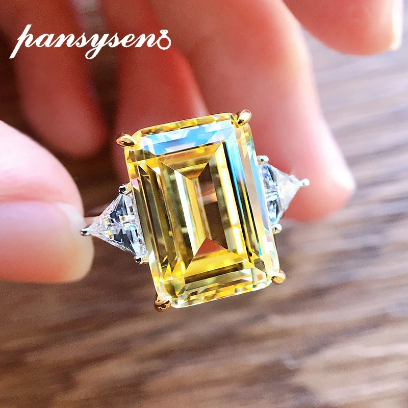 PANSYSEN  925  Silver Emerald Cut Pink Sapphire Citrine Simulated Moissa... - $67.31