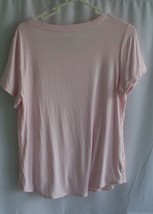 Croft Barrow Pink Sz Med Short Sleeve Lace Front Tee Sz M #8802 - £5.68 GBP