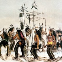 Native American Snow Shoe Dance 1955 Currier &amp; Ives Color Plate Print DWEE36 - £31.96 GBP