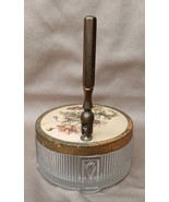 Vintage Handheld Flower Lid Vanity Mirror with Powder Puff Glass Bottom - €12,61 EUR