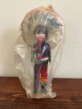 New Vintage 60s Mexican Senior Latin Doll Figure Sombrero Hand Painted M... - $19.79