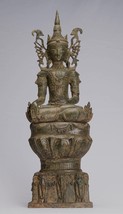 Antigüedad Birmania Estilo Bronce Shan Buda Estatua Elefante Trono - - £1,305.34 GBP
