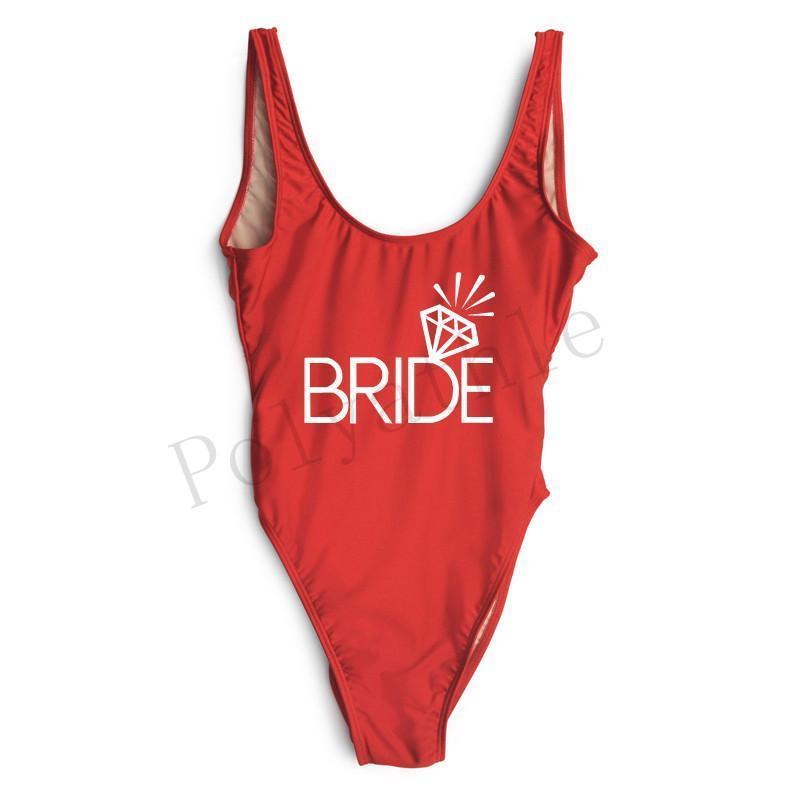 Honeymoon BRIDE Swimsuit Suit One Piece Bachelor Party Bride Beach Wear Red - $24.95
