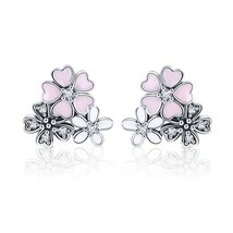  silver daisy flower clear cz stud earrings for women sterling silver jewelry valentine thumb200