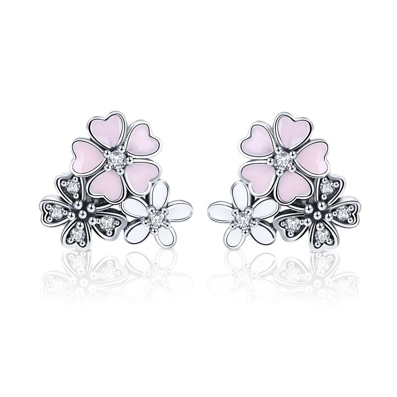 925 Sterling Silver Daisy Flower Clear CZ Stud Earrings for Women Sterling Silve - £15.97 GBP