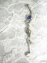 New Music G Clef &amp; Music Note Double Dangling Charms 14g Cobalt Blue Belly Ring - £4.77 GBP
