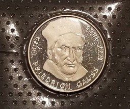 GERMANY 5 MARK PROOF SILVER COIN 1977 CARL FRIEDRICH GAUSS SEALED MINT B... - $46.36