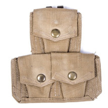Authentic Canvas Military 303 Enfield Three Ammo Webbing Pouch WW2 Itali... - $222.24 MXN