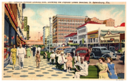 Central Avenue looking east showing the popular green benches Florida Postcard - £6.96 GBP