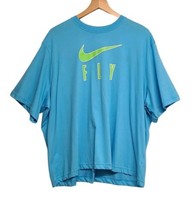 Nike Training Womens XXL Dri-FIT Tee Ocean Blue Swoosh Fly Boxy Loose Fit - £19.72 GBP