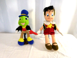 Disney Mattel Pinocchio and Jiminy Cricket Doll Plush 18&quot; 1992 Stuffed Vintage  - $17.82