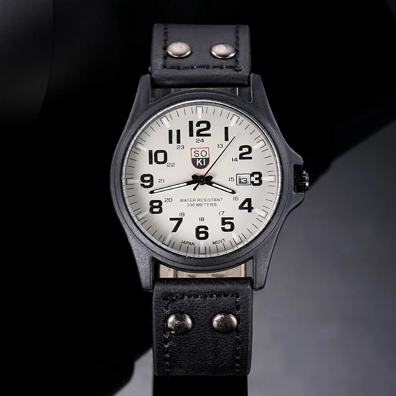 Hot Sales Men&#39;s Watches Matte Leather Quartz Male Wristwatch Date Calend... - £12.36 GBP