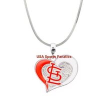 St. Louis Cardinals Heart Swirl Logo Pendant Necklace On A 925 Snake Chain - $9.85
