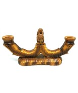 Vintage Carved Wood Squirrel With Nut Candlestick Holder 11&quot; Wide x 5 1/... - $12.82