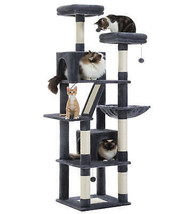 Deluxe 180cm Multi-Level Cat Tree with Plush Condo, 6 Scratching Posts, Caves Ha - £113.51 GBP