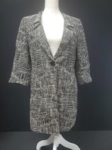 Lafayette 148 Black White Geometric Design Long 1 Button Blazer Coat Jac... - $2,744.92 MXN