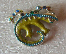 Vintage Signed Chico&#39;s Multi-color Rhinestone Enamel Lizard Brooch - £13.47 GBP