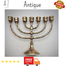 Vintage Antique Candle Holder Brass Menorah Israel Hanukiah Chanukah Jud... - $426.65